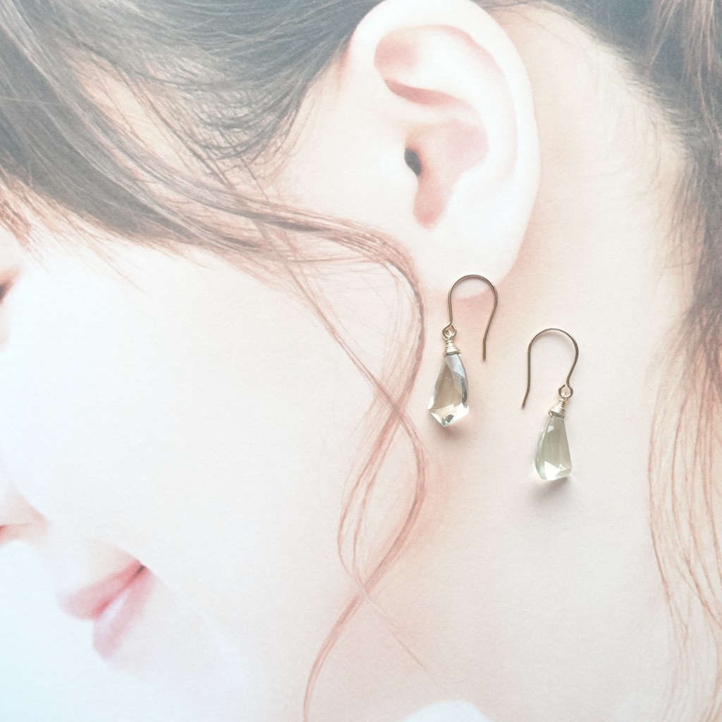グリーンアメジスト&K14gf ・冬の森ピアス②