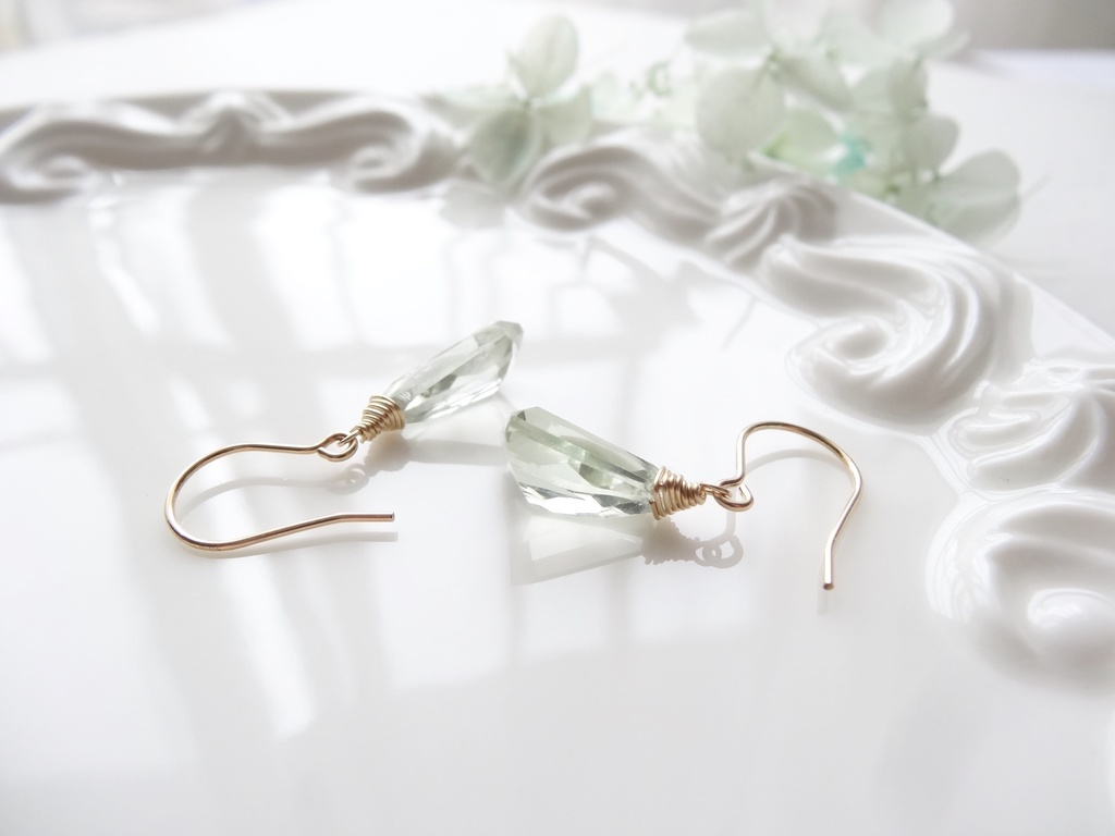 グリーンアメジスト&K14gf ・冬の森ピアス②