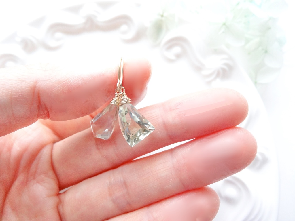 グリーンアメジスト&K14gf ・冬の森ピアス②