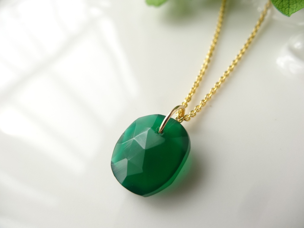 グリーンオニキス&silver925/K18GP ・ネックレス