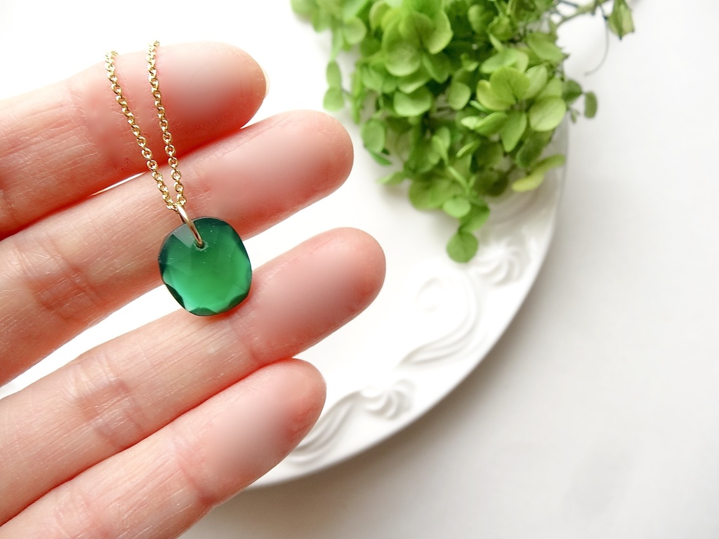 グリーンオニキス&silver925/K18GP ・ネックレス