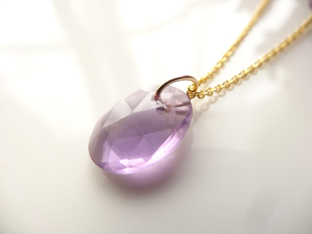 ブラジル産ピンクアメジスト&silver925/K18GPネックレス