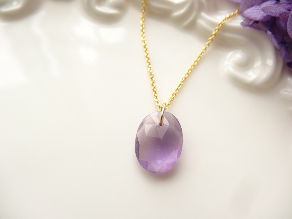 ブラジル産ピンクアメジスト&silver925/K18GPネックレス