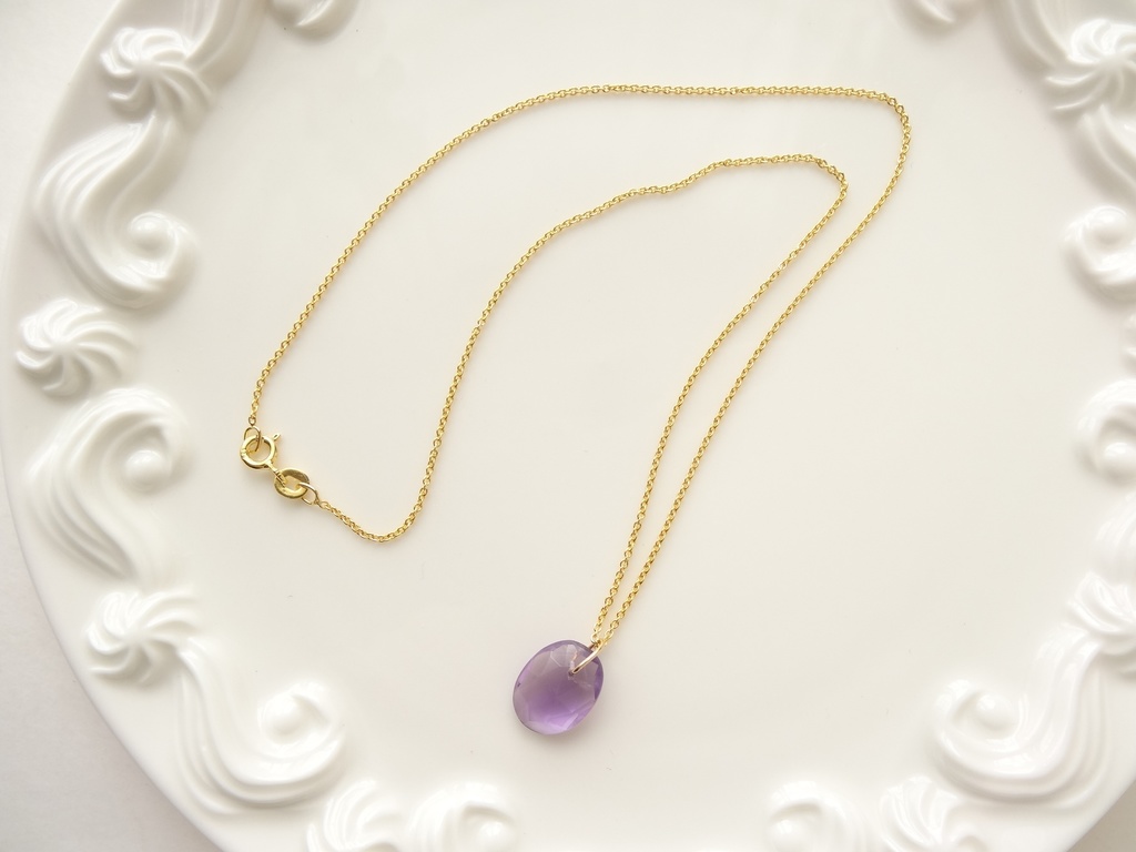 ブラジル産ピンクアメジスト&silver925/K18GPネックレス