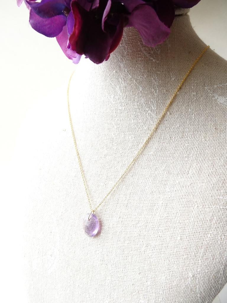 ブラジル産ピンクアメジスト&silver925/K18GPネックレス