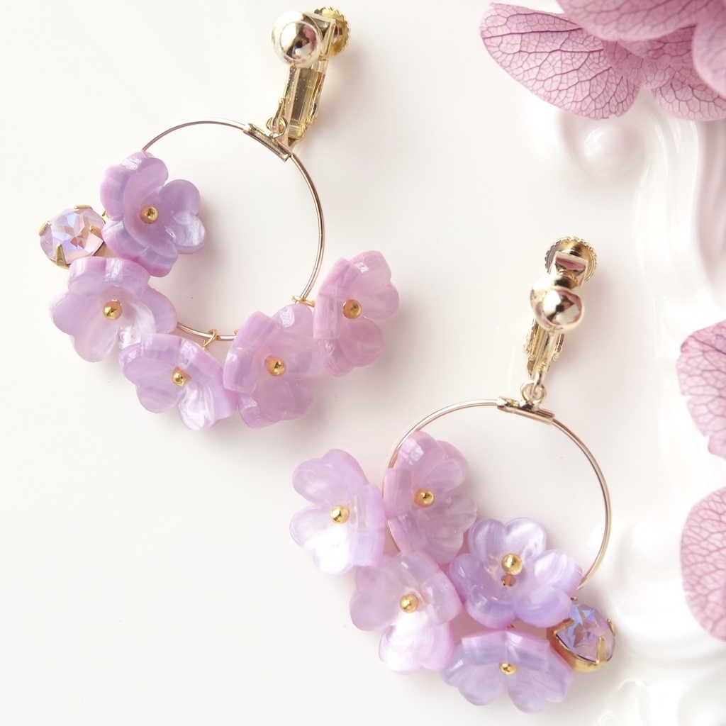 花ゆらイヤリングー紫芝桜ー