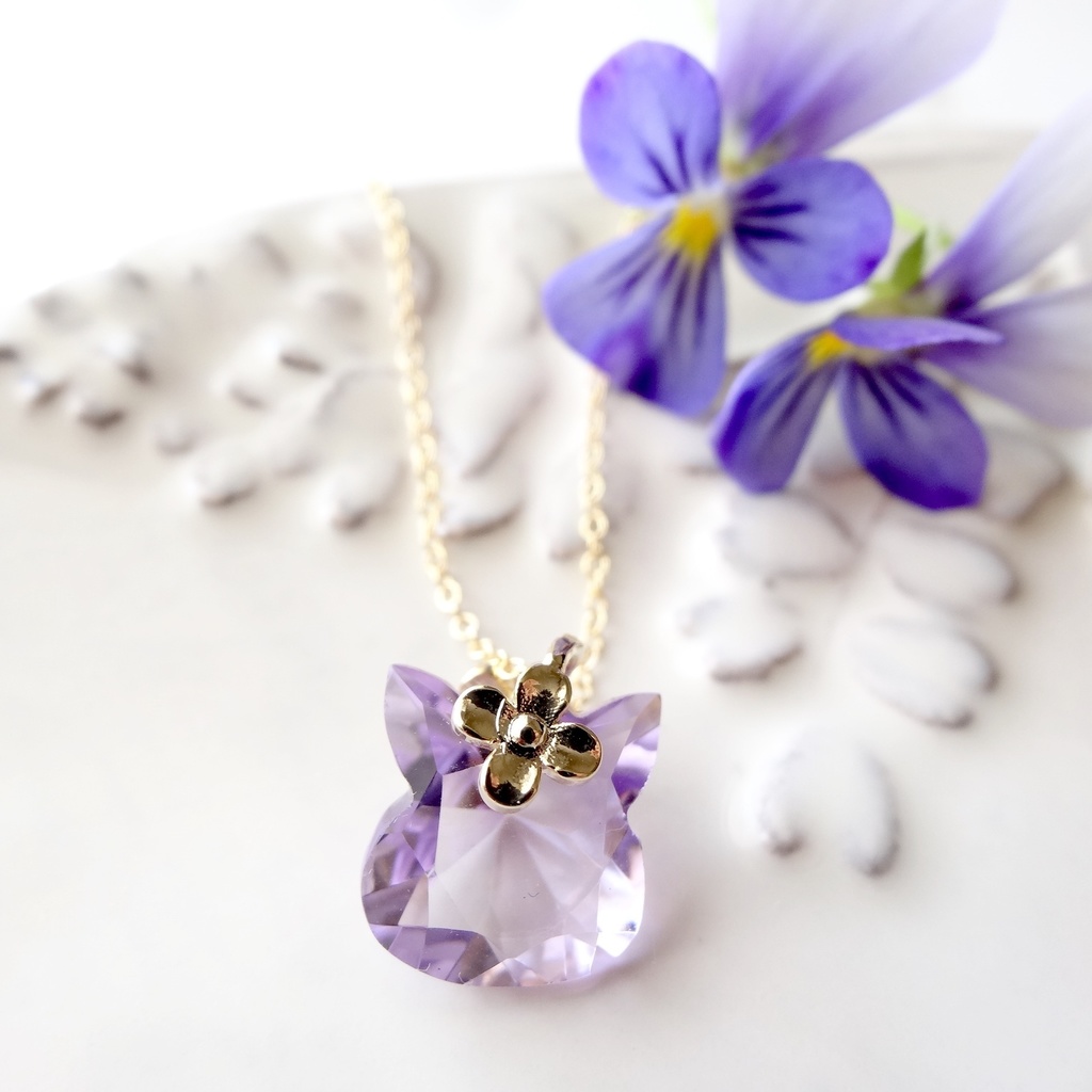 アメジストの猫・K14gfネックレス