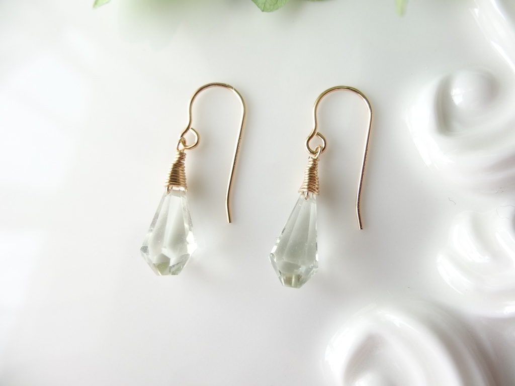 グリーンアメジスト&K14gfミニピアス・クラッシュゼリー