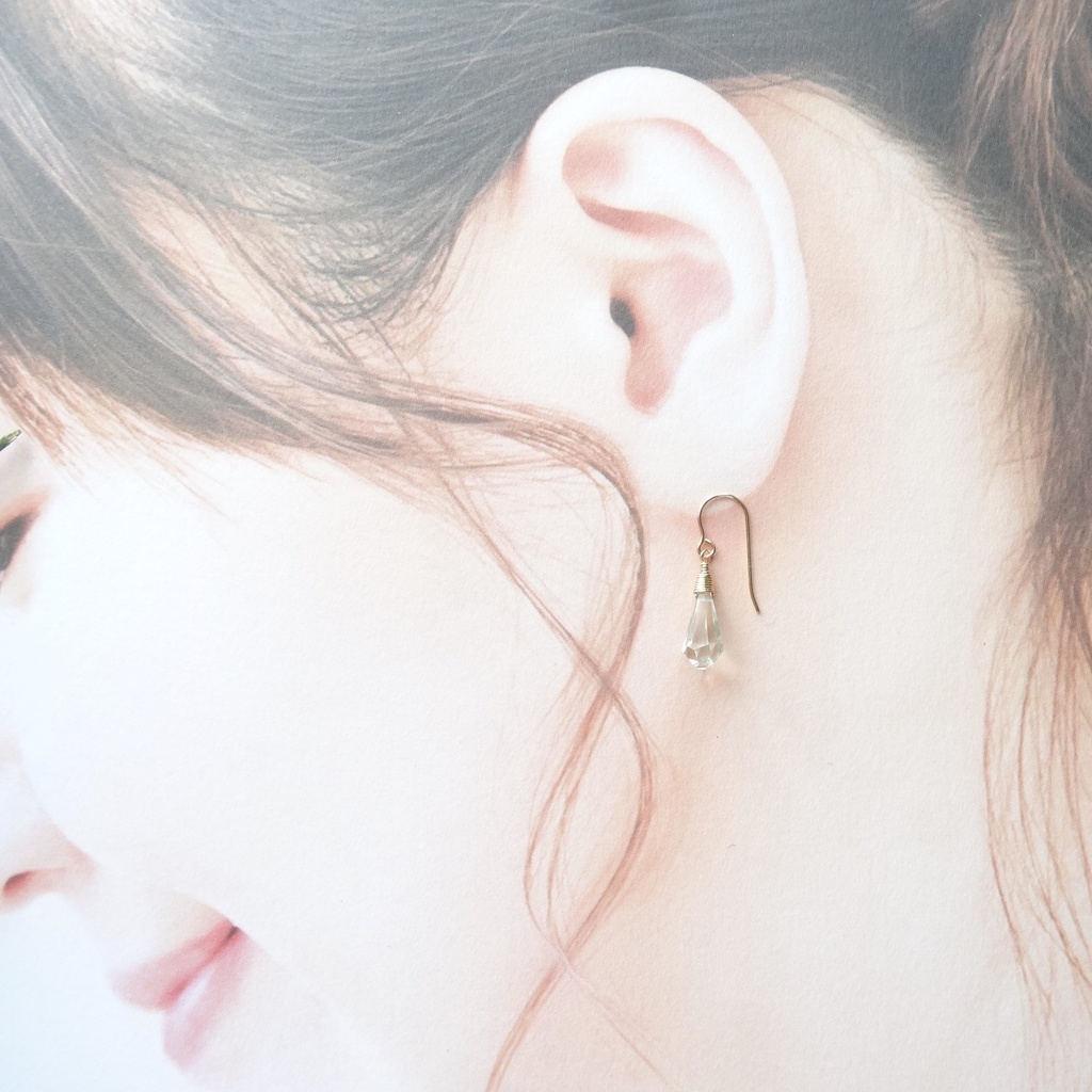 グリーンアメジスト&K14gfミニピアス・クラッシュゼリー