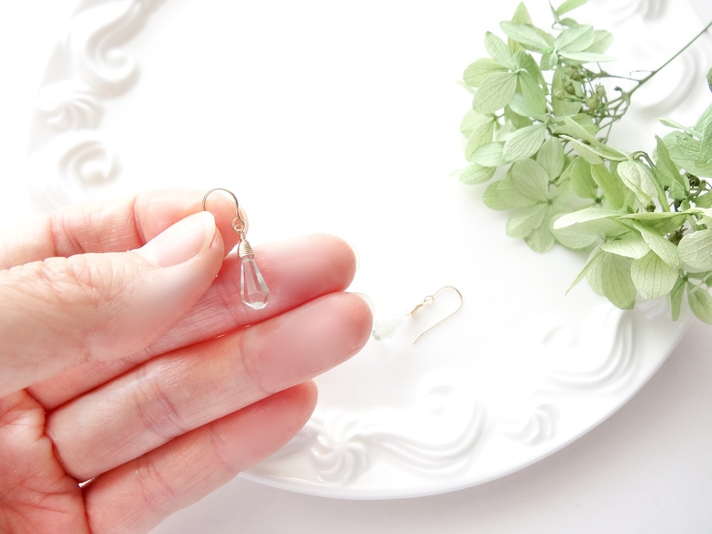 グリーンアメジスト&K14gfミニピアス・クラッシュゼリー