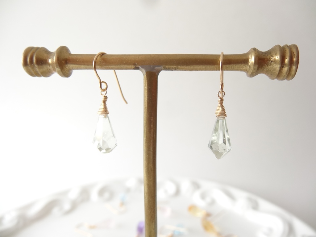 グリーンアメジスト&K14gfミニピアス・クラッシュゼリー