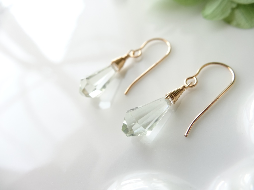 グリーンアメジスト&K14gfミニピアス・クラッシュゼリー