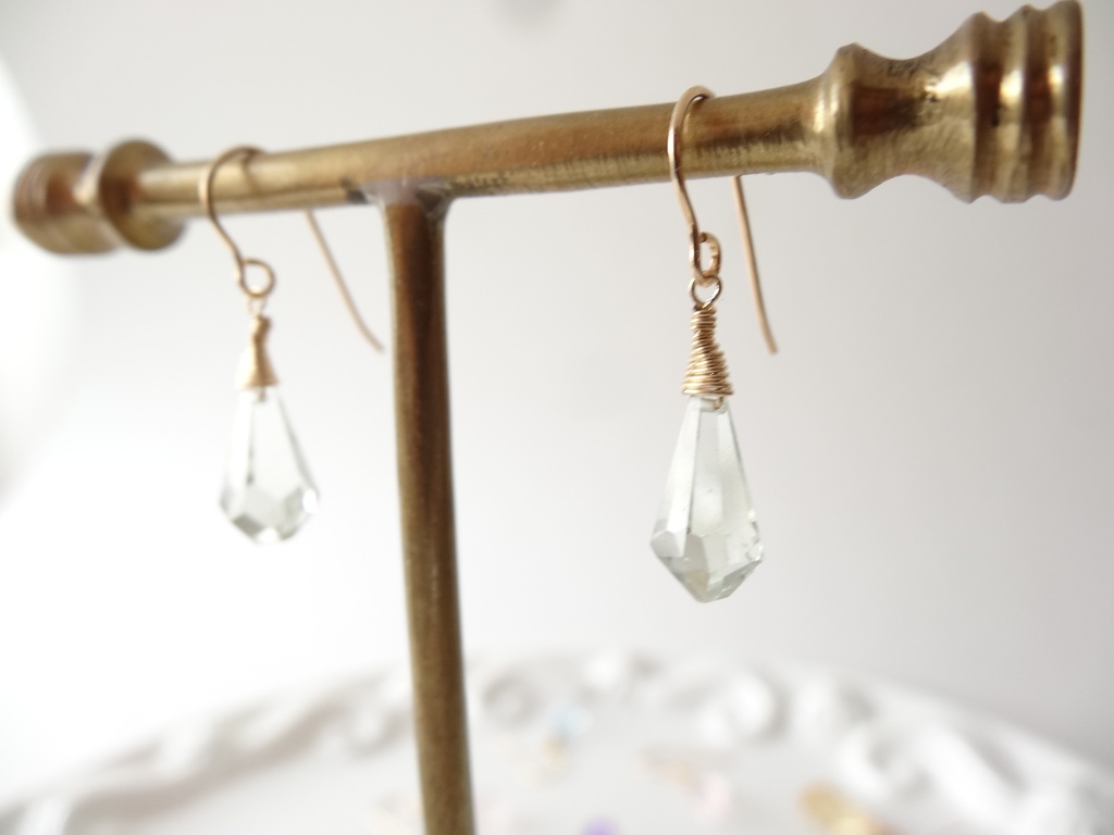 グリーンアメジスト&K14gfミニピアス・クラッシュゼリー