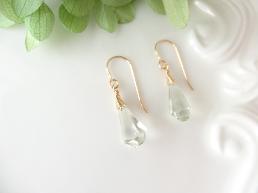 グリーンアメジスト&K14gfミニピアス・クラッシュゼリー