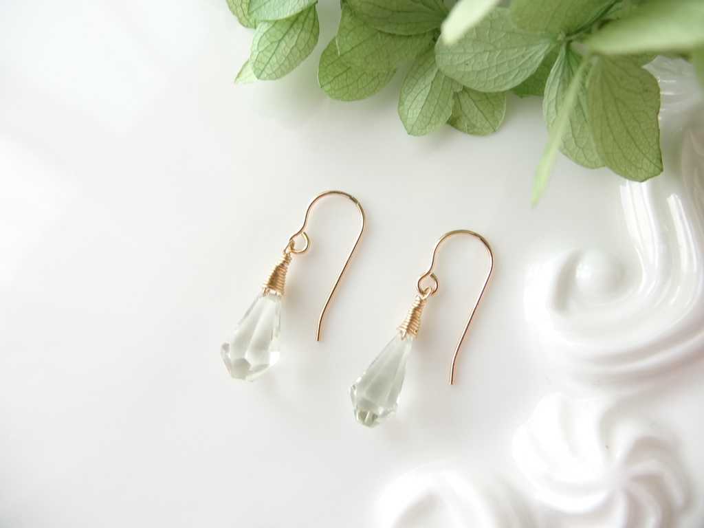 グリーンアメジスト&K14gfミニピアス・クラッシュゼリー