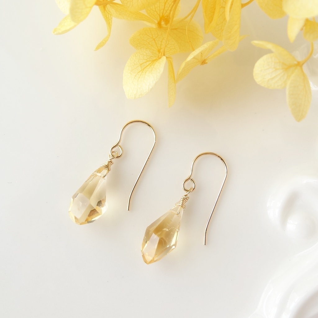 シトリン&K14gfミニピアス・クラッシュゼリー