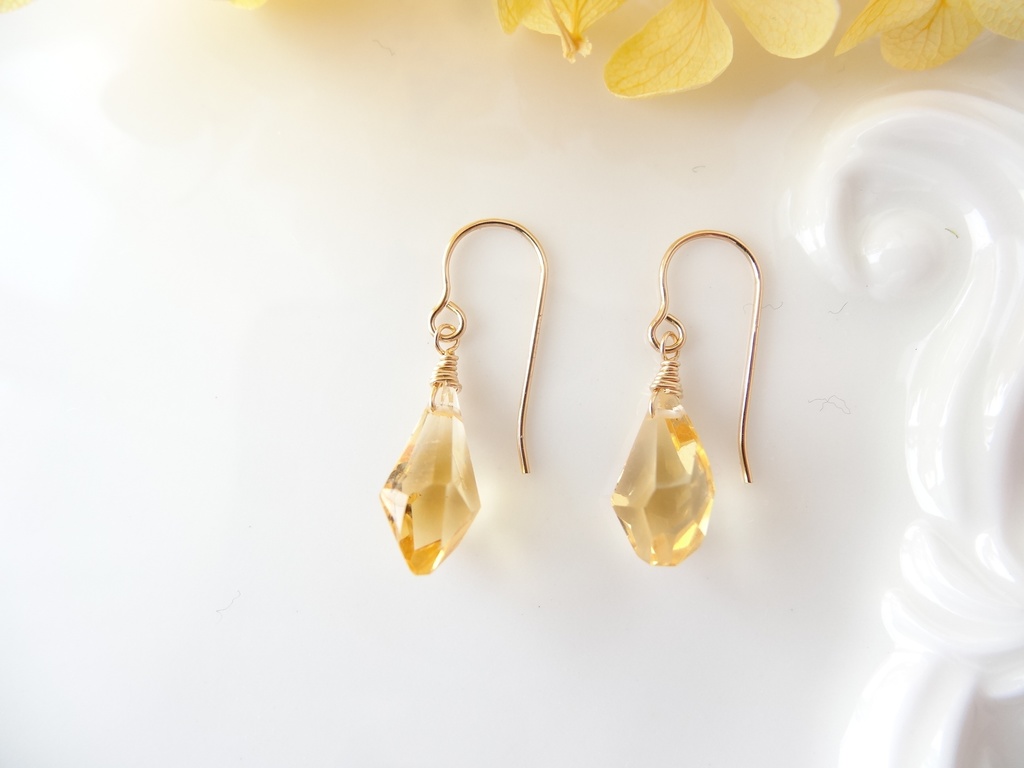 シトリン&K14gfミニピアス・クラッシュゼリー