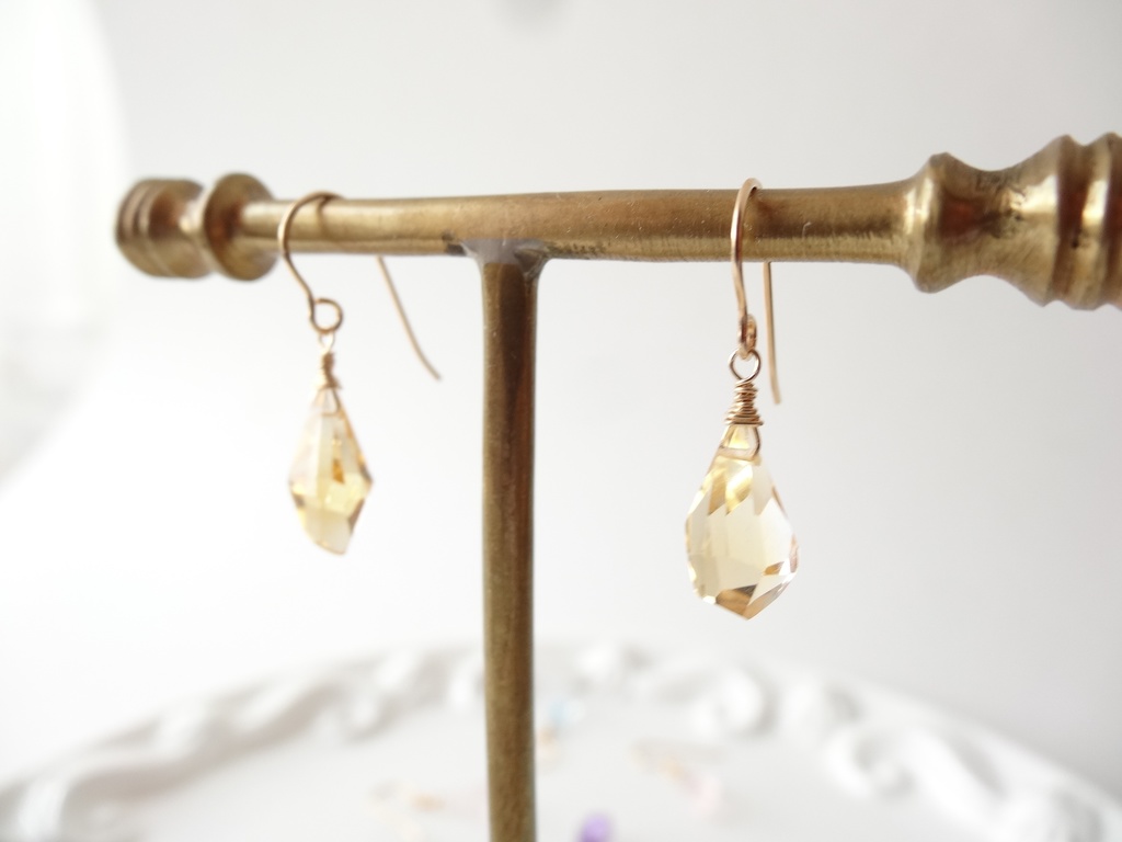 シトリン&K14gfミニピアス・クラッシュゼリー