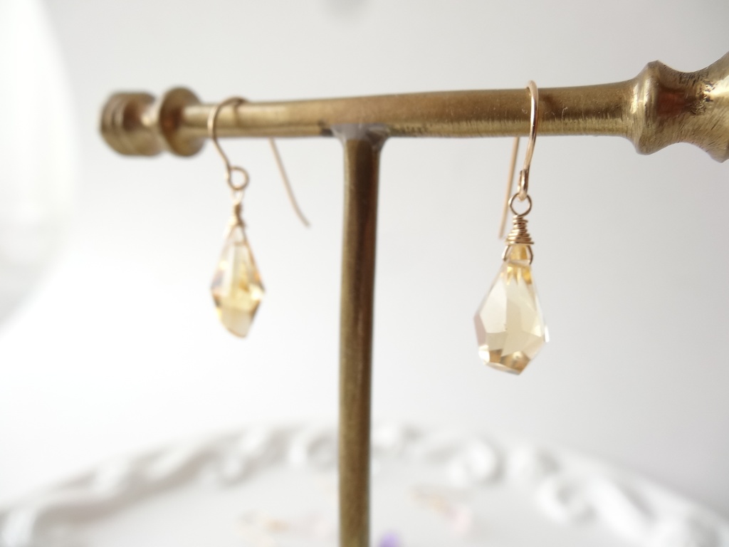 シトリン&K14gfミニピアス・クラッシュゼリー