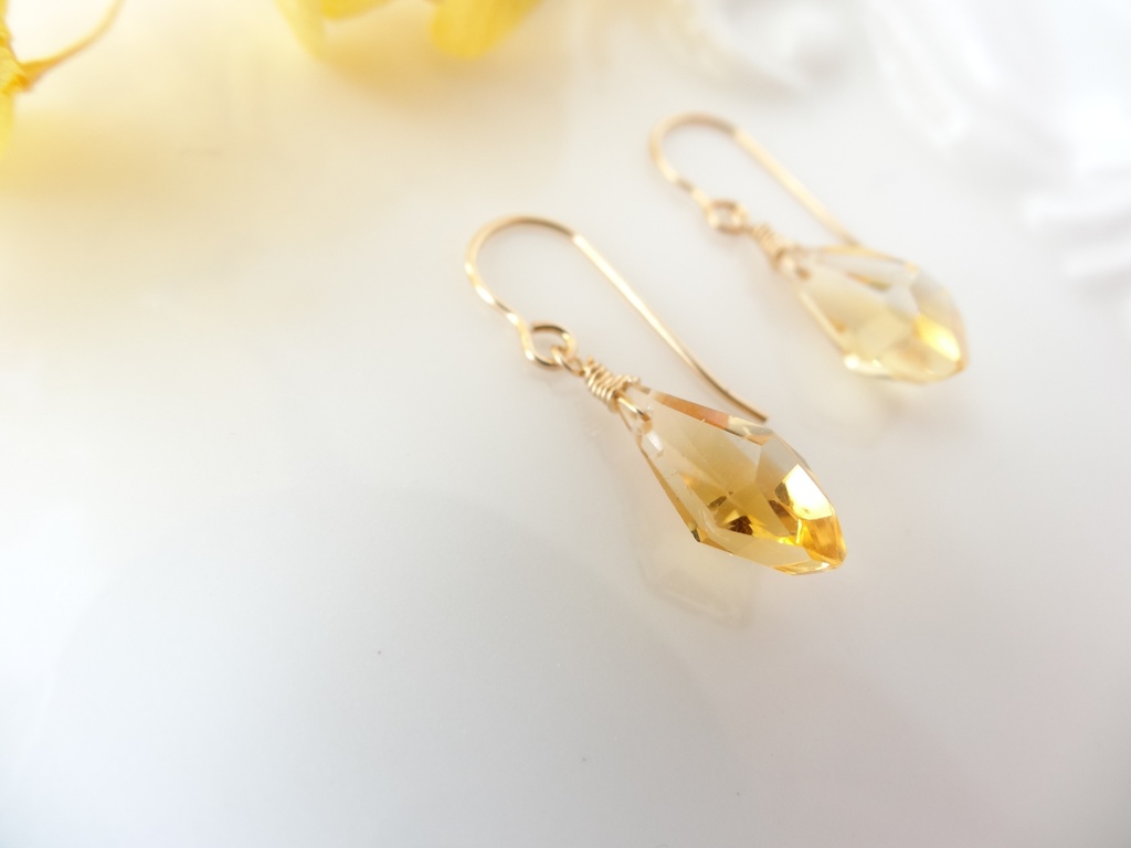 シトリン&K14gfミニピアス・クラッシュゼリー