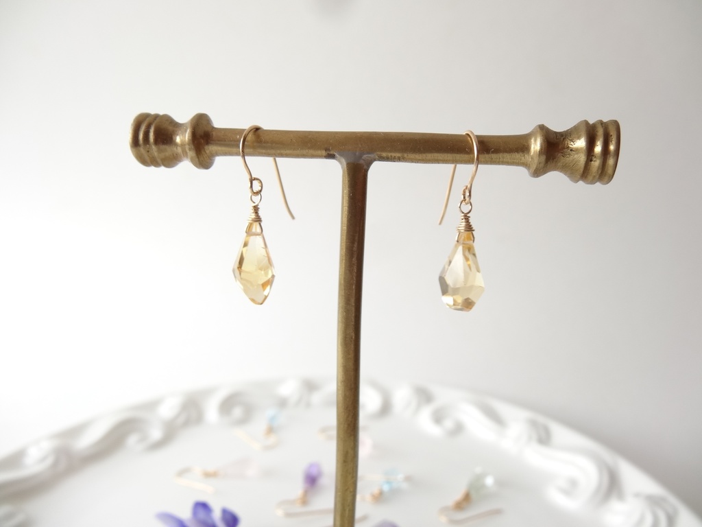 シトリン&K14gfミニピアス・クラッシュゼリー