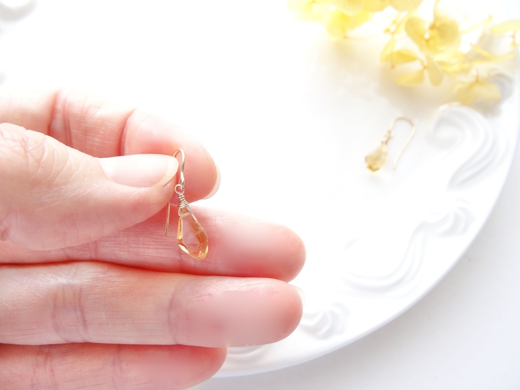 シトリン&K14gfミニピアス・クラッシュゼリー