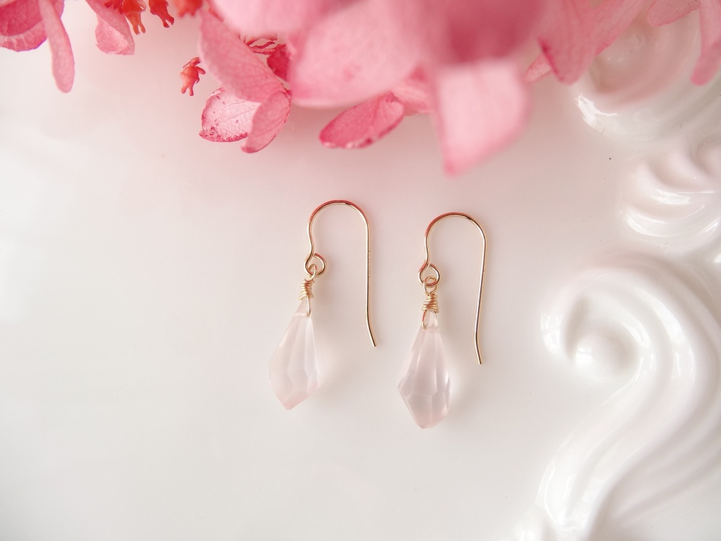 ローズクォーツ&K14gfミニピアス・クラッシュゼリー