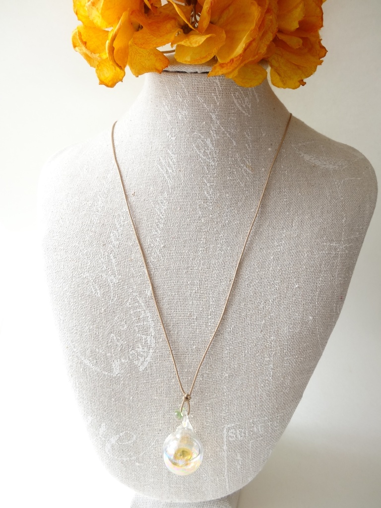 水入りガラス玉ネックレスー夏みかんー