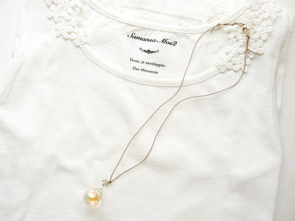 水入りガラス玉ネックレスー夏みかんー