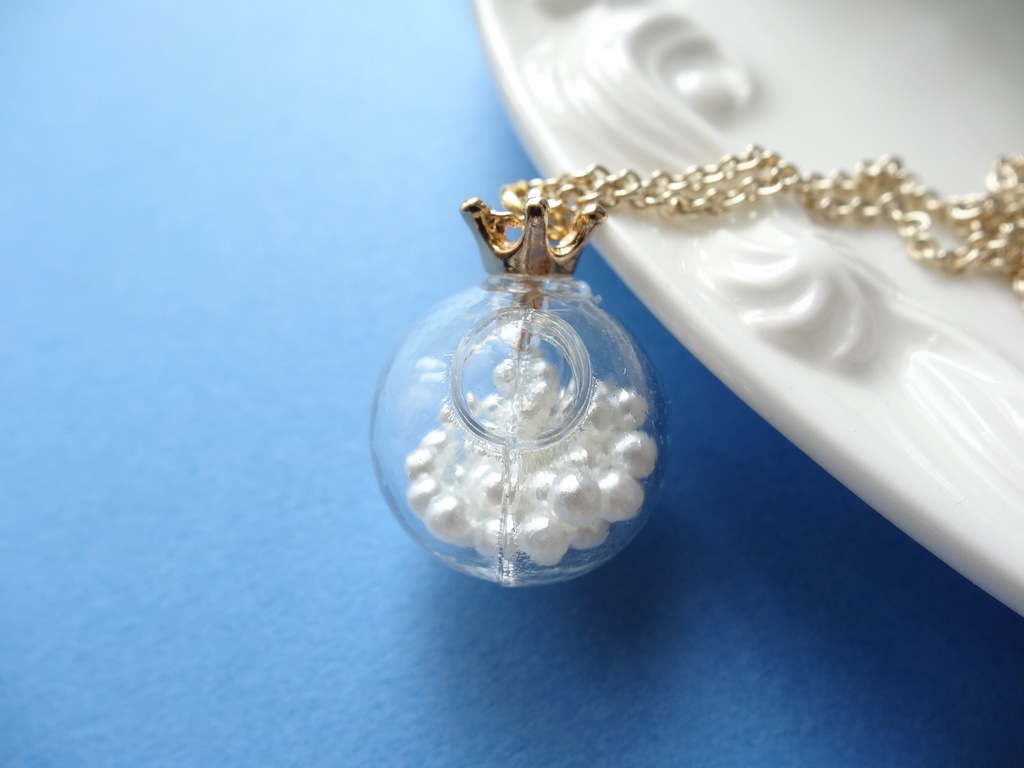テディベアの王子様・ガラスドームネックレス