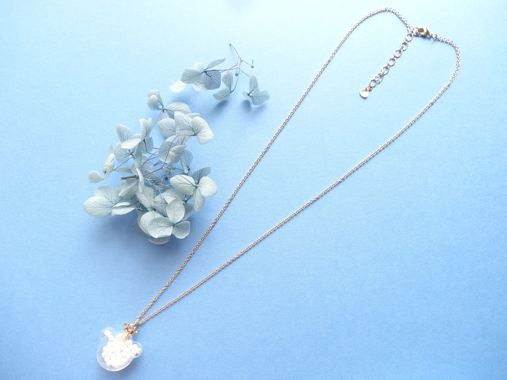 テディベアの王子様・ガラスドームネックレス