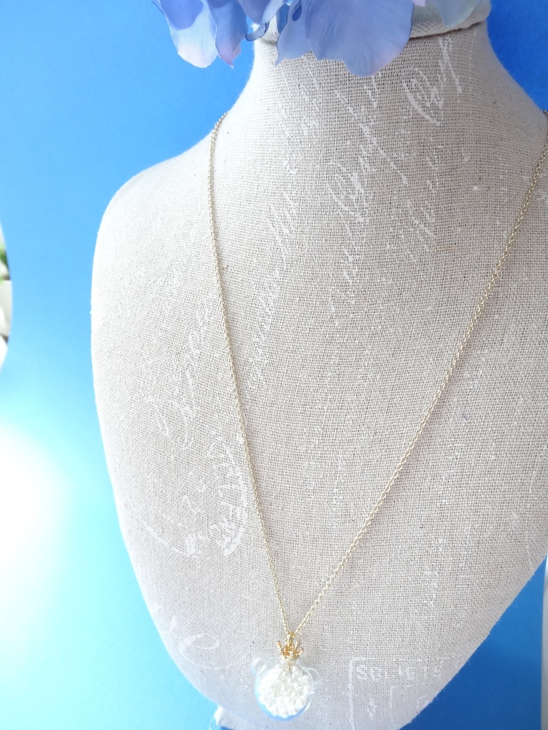 テディベアの王子様・ガラスドームネックレス