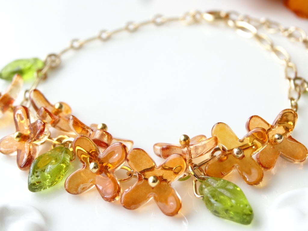 金木犀・花冠のブレスレット・ビターママレード