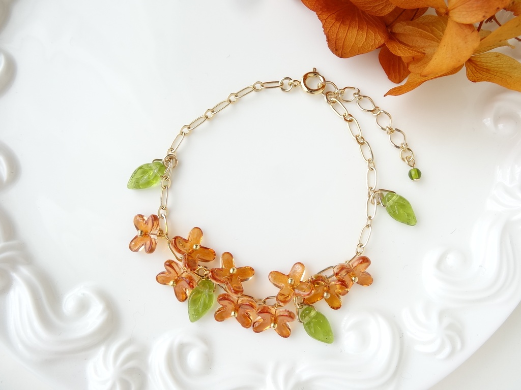 金木犀・花冠のブレスレット・ビターママレード