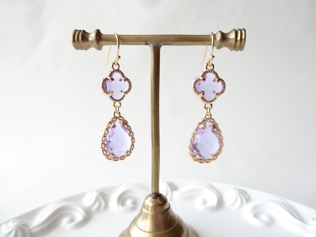 クローバードロップ ・ラベンダー(イヤリングOK)