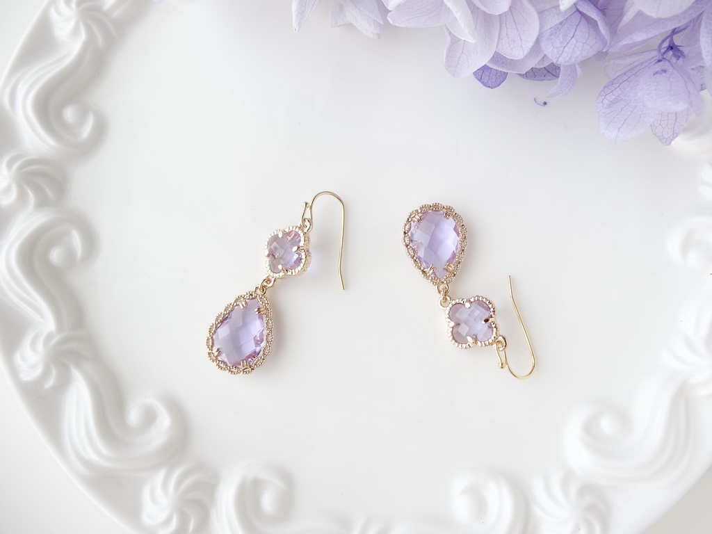 クローバードロップ ・ラベンダー(イヤリングOK)