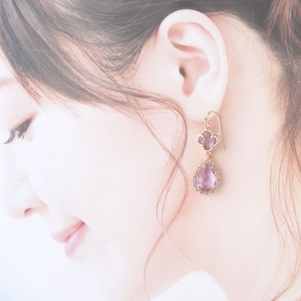 クローバードロップ ・ラベンダー(イヤリングOK)
