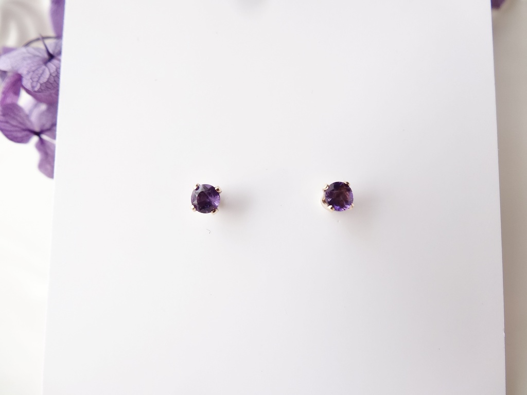 ★3mm★アメジスト&K14gf 一粒ピアス