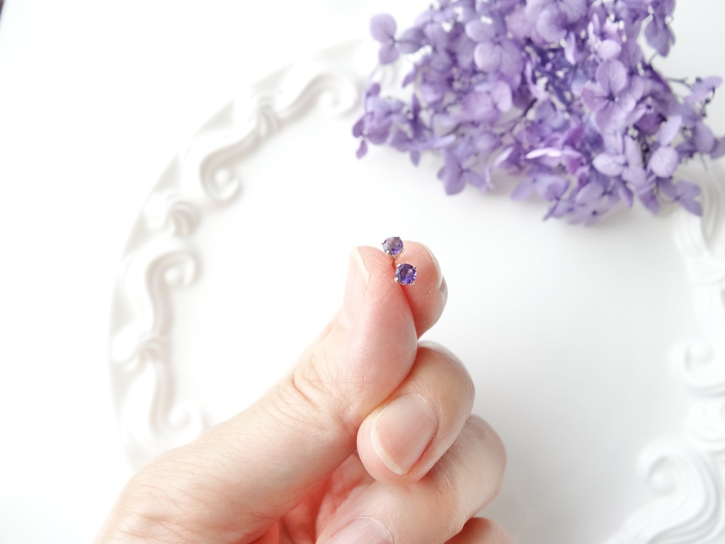 ★3mm★アメジスト&K14gf 一粒ピアス