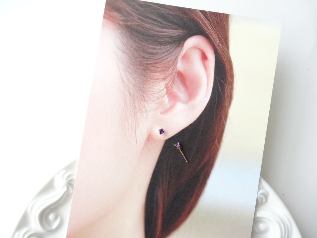 ★3mm★アメジスト&K14gf 一粒ピアス
