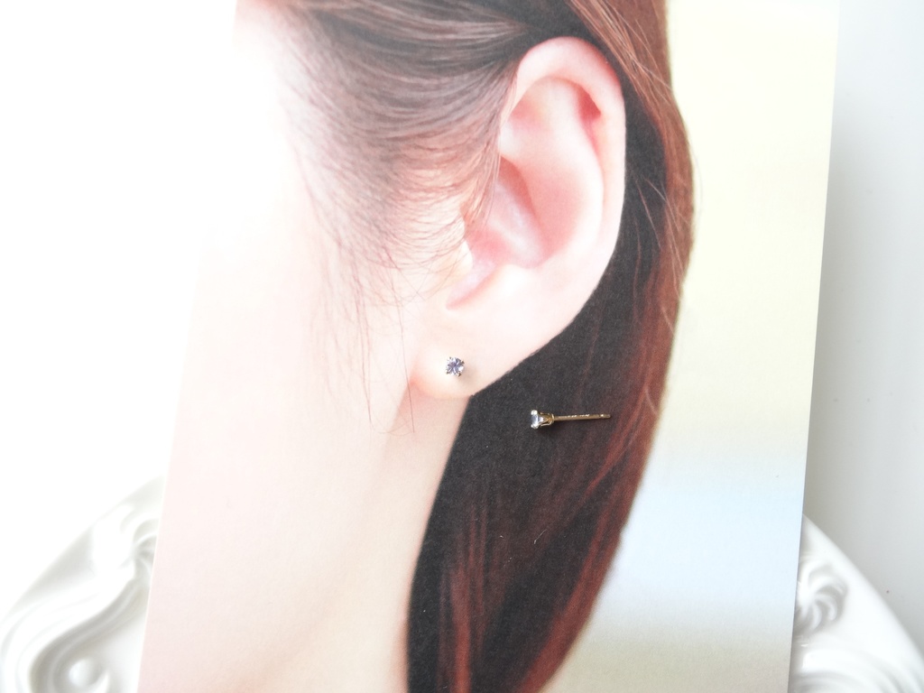 ★3mm★タンザナイト&K14gf 一粒ピアス