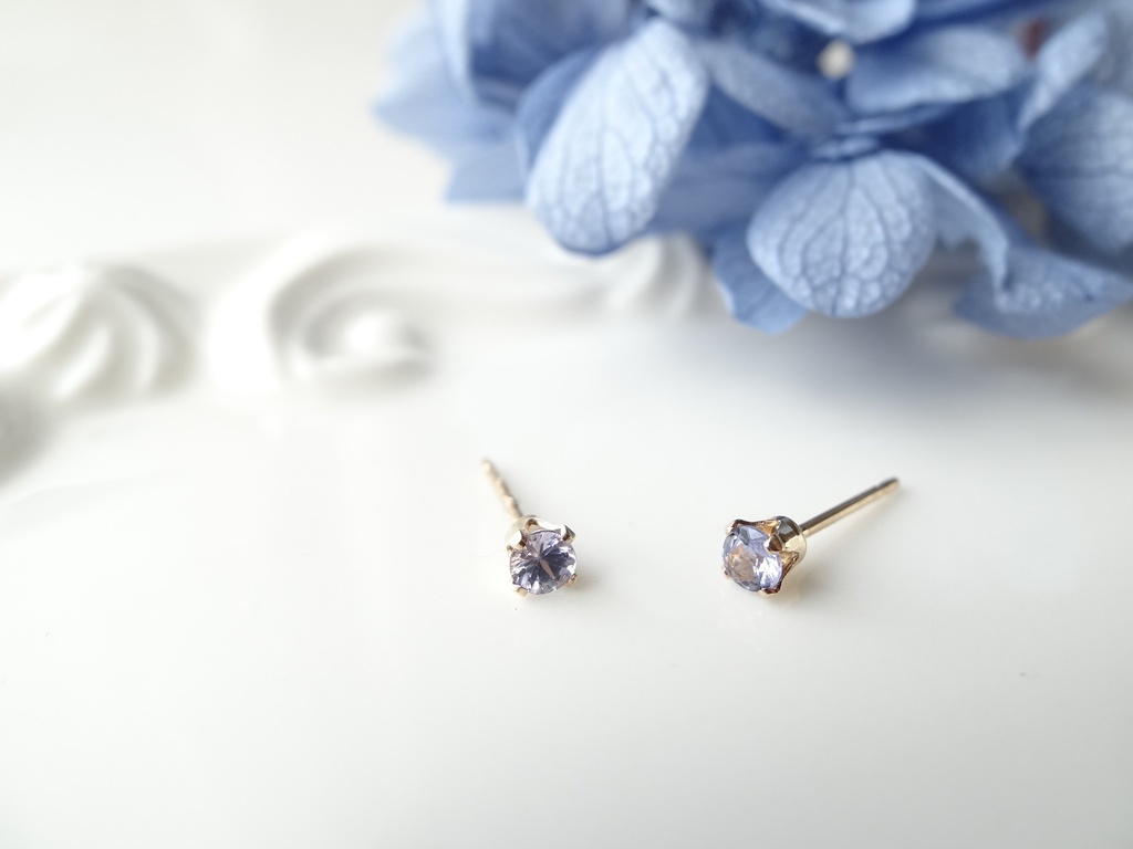 ★3mm★タンザナイト&K14gf 一粒ピアス
