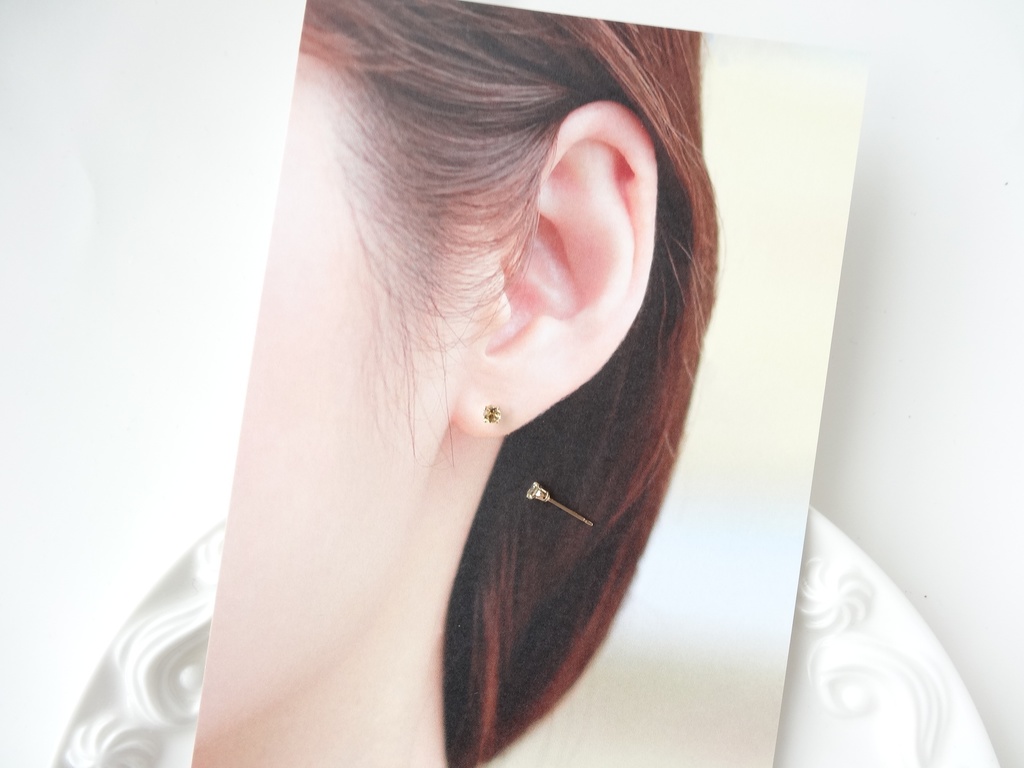 ★3mm★シトリン&K14gf 一粒ピアス