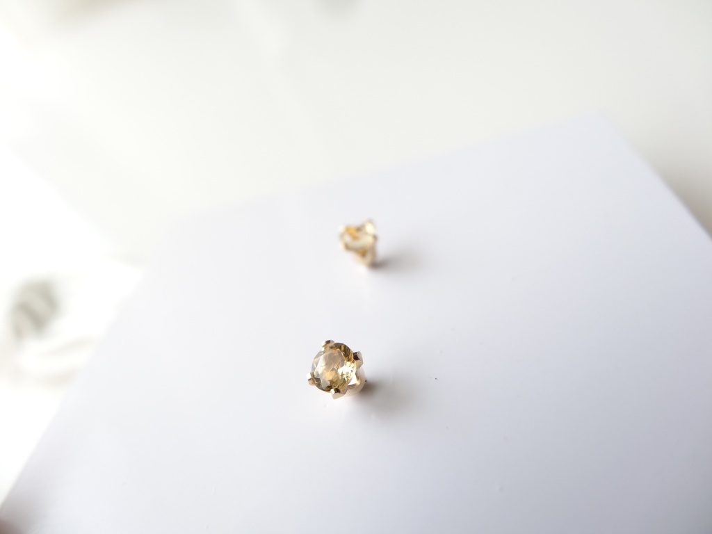 ★3mm★シトリン&K14gf 一粒ピアス