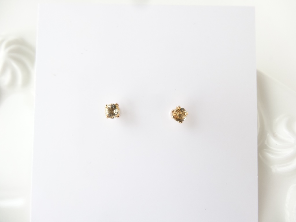 ★3mm★シトリン&K14gf 一粒ピアス
