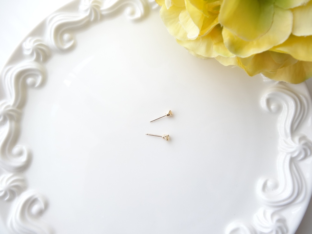 ★3mm★シトリン&K14gf 一粒ピアス