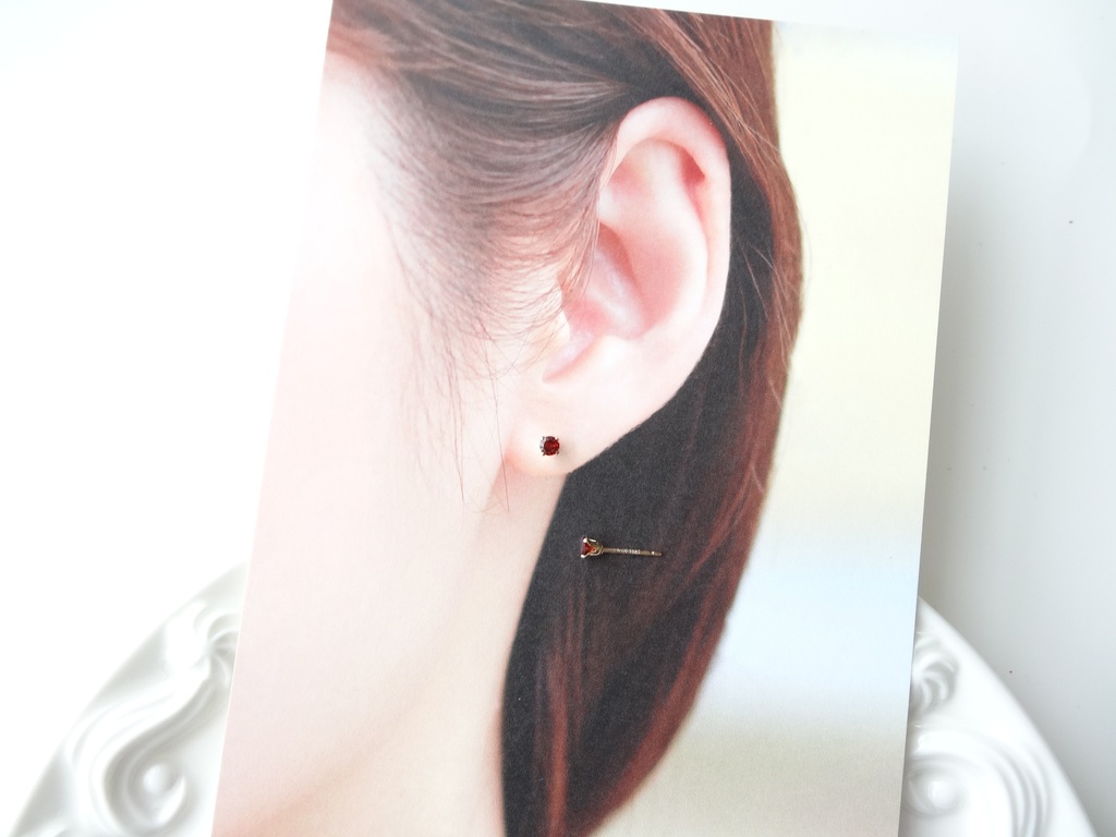★3mm★ガーネット&K14gf 一粒ピアス