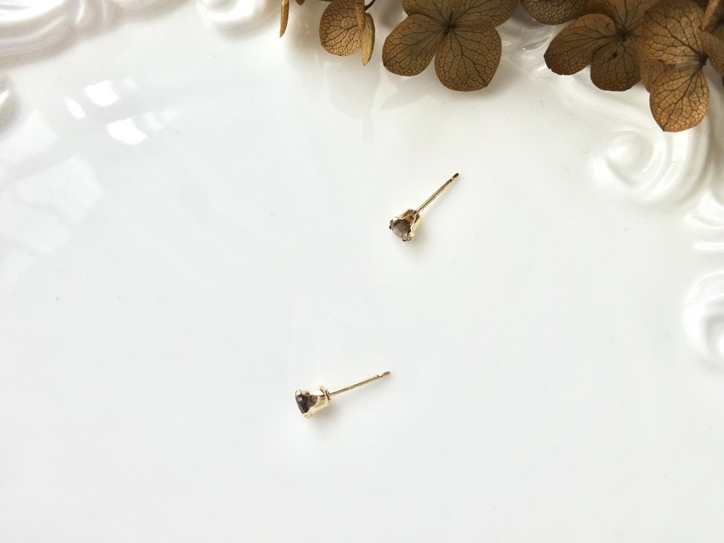 スモーキークォーツ&K14gf 一粒ピアス