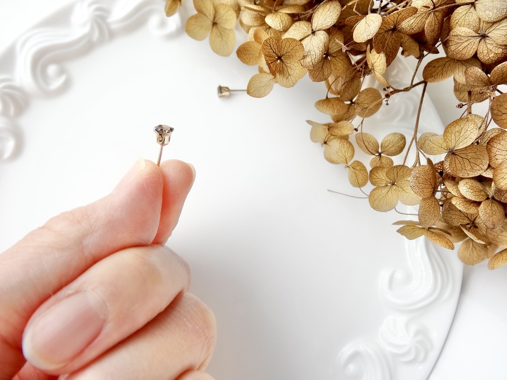 スモーキークォーツ&K14gf 一粒ピアス