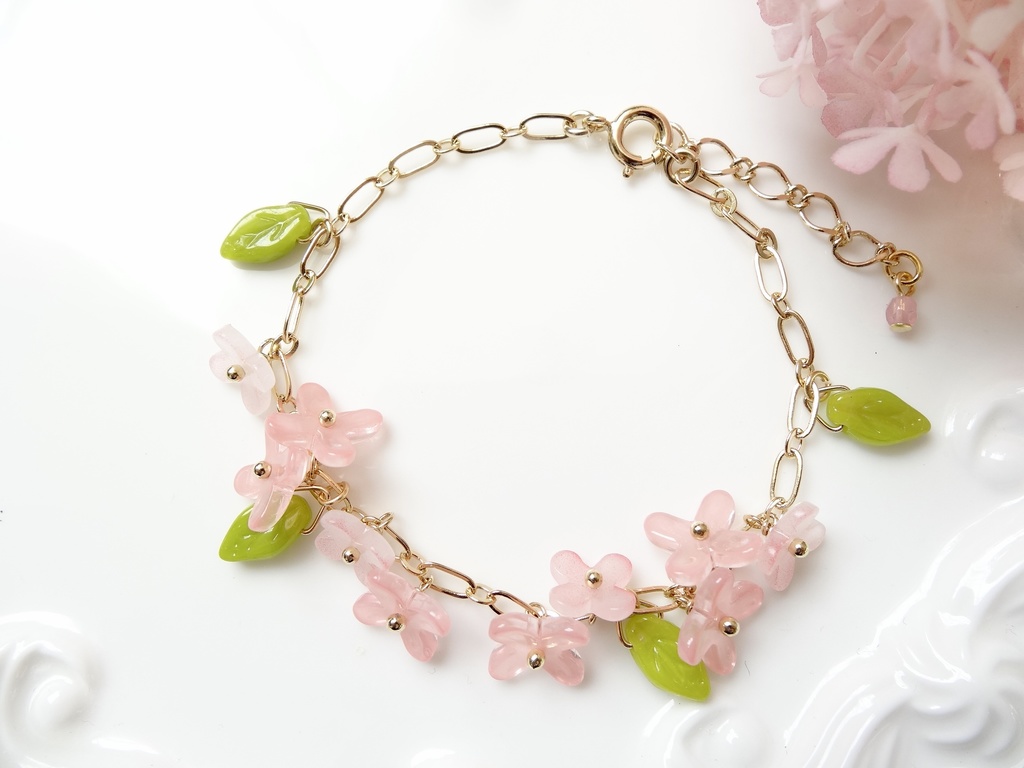 アリッサム・花冠のブレスレット・ピンク